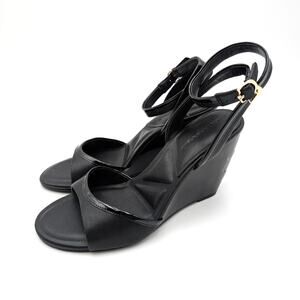 Karl Lagerfeld Paris Kersey Wedge Sandals Women's Black Size US7M EU37.5B